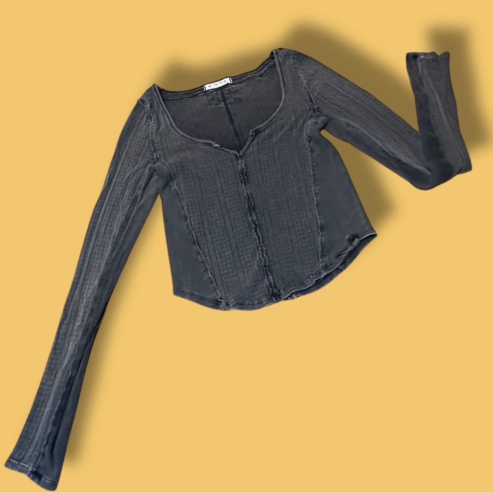 EUC We The Free Eyes On You Long Sleeve Top in Vintage Black. Size Small - Picture 4 of 10